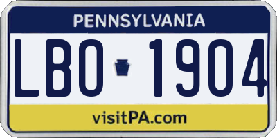 PA license plate LBO1904