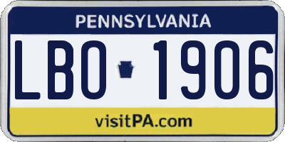 PA license plate LBO1906