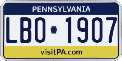 PA license plate LBO1907