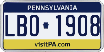 PA license plate LBO1908