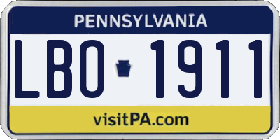 PA license plate LBO1911