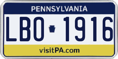 PA license plate LBO1916