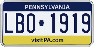 PA license plate LBO1919