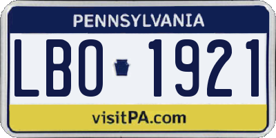 PA license plate LBO1921