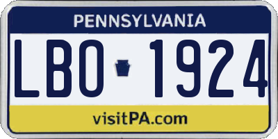 PA license plate LBO1924
