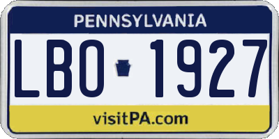 PA license plate LBO1927
