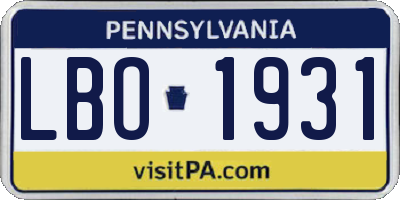 PA license plate LBO1931