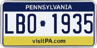 PA license plate LBO1935