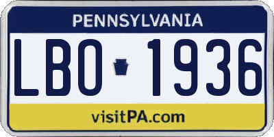 PA license plate LBO1936