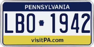 PA license plate LBO1942