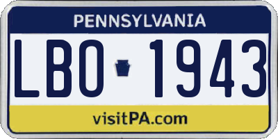 PA license plate LBO1943