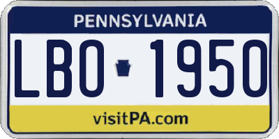 PA license plate LBO1950