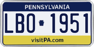 PA license plate LBO1951
