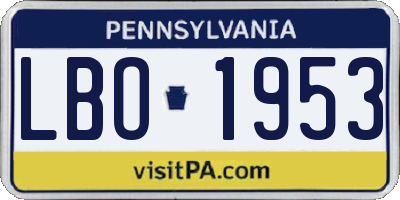 PA license plate LBO1953