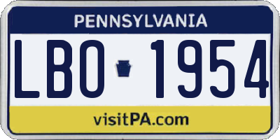 PA license plate LBO1954