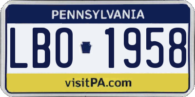 PA license plate LBO1958