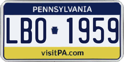 PA license plate LBO1959