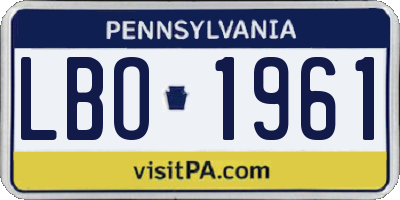 PA license plate LBO1961