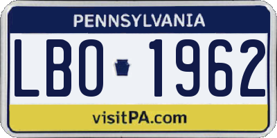 PA license plate LBO1962