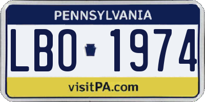 PA license plate LBO1974