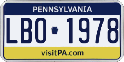 PA license plate LBO1978
