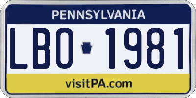 PA license plate LBO1981