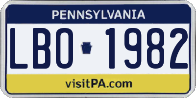 PA license plate LBO1982