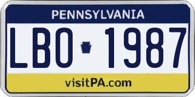 PA license plate LBO1987