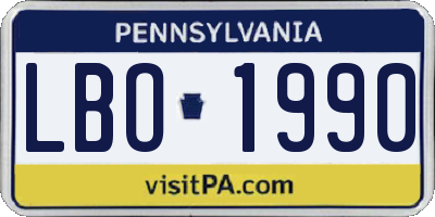 PA license plate LBO1990