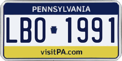 PA license plate LBO1991