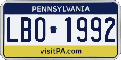 PA license plate LBO1992