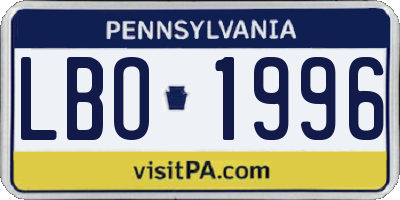 PA license plate LBO1996