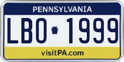 PA license plate LBO1999