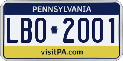 PA license plate LBO2001