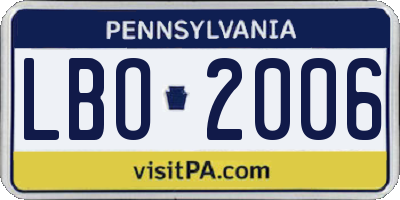 PA license plate LBO2006
