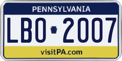 PA license plate LBO2007