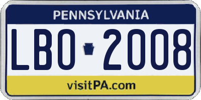 PA license plate LBO2008