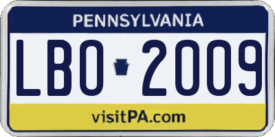 PA license plate LBO2009