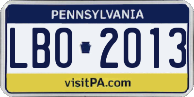 PA license plate LBO2013