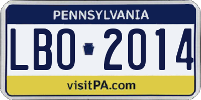 PA license plate LBO2014