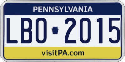 PA license plate LBO2015