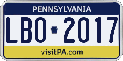 PA license plate LBO2017