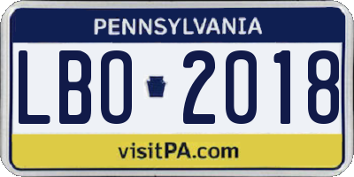 PA license plate LBO2018