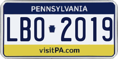 PA license plate LBO2019