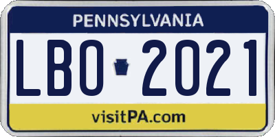 PA license plate LBO2021