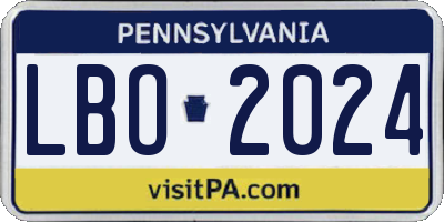 PA license plate LBO2024