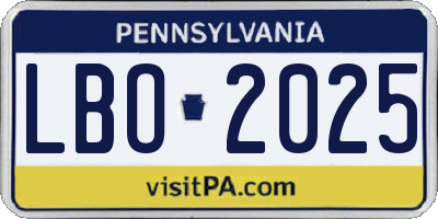 PA license plate LBO2025