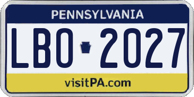 PA license plate LBO2027