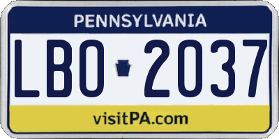 PA license plate LBO2037