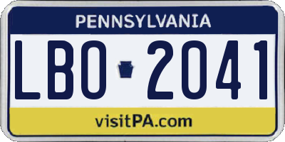 PA license plate LBO2041